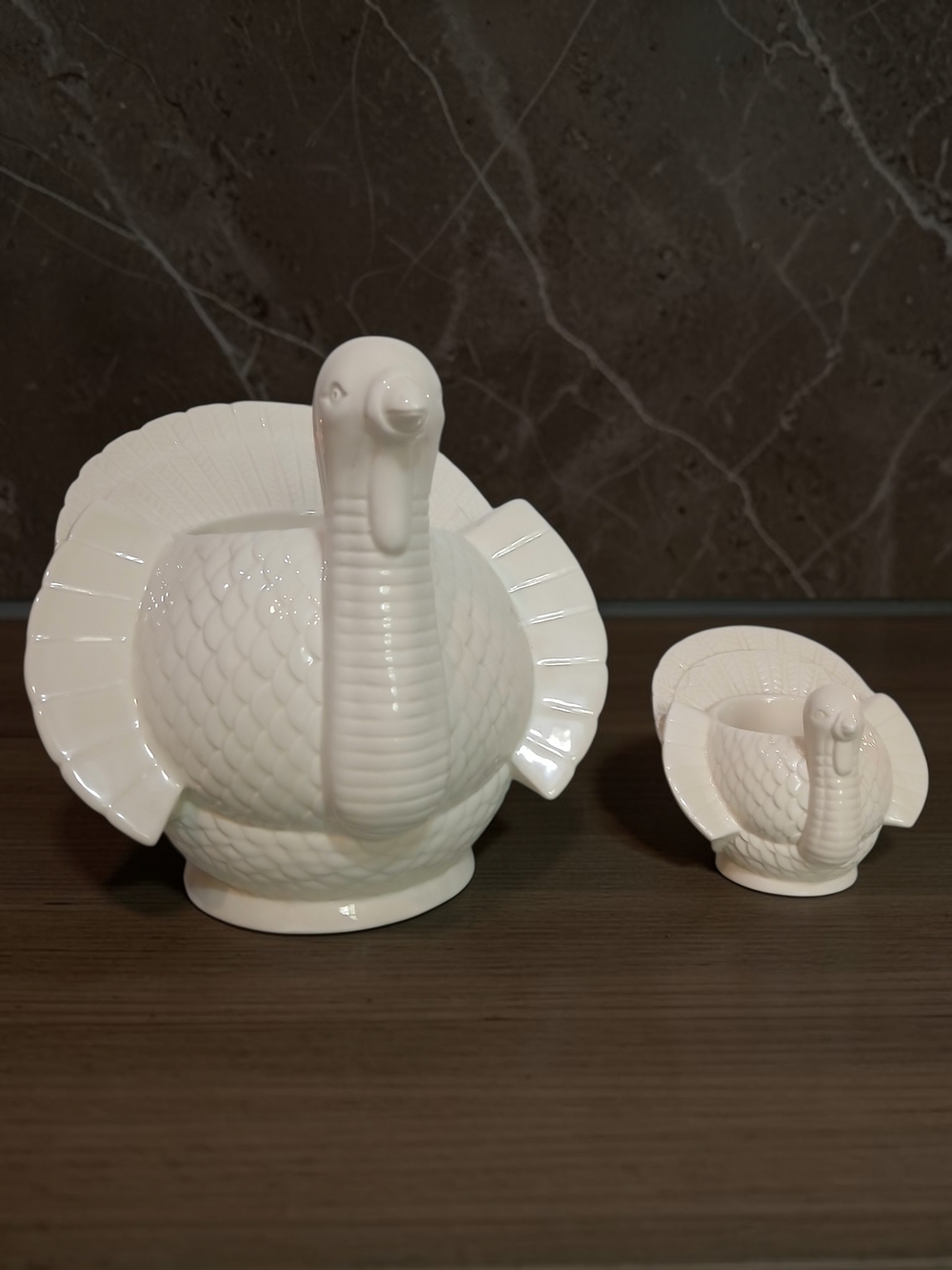 White Ceramic Turkey Candle Holders